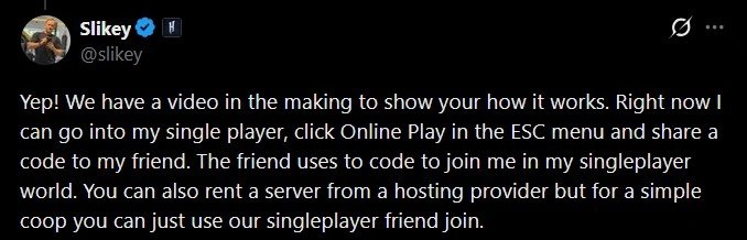Hytale co-op multiplayer showing friend code system and seamless gameplay